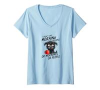 Womens Sleep-Deprived Pup Doesn't Like Mornings or People,Tired Dog V-Neck T-Shirt