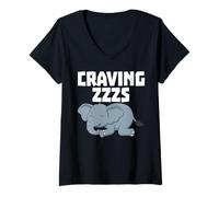 Women's Sleep Funny Craving Sleep Nap Cute Kids Pajama V-Neck T-Shirt