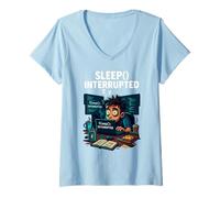 Womens Sleep Interrupted Programmer Meme Funny V-Neck T-Shirt