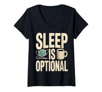 Women's Sleep is Optional Night Shift Nurse Coffee V-Neck T-Shirt