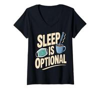 Women's Sleep is Optional Night Shift Nurse Coffee V-Neck T-Shirt