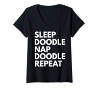 Women's Sleep Nap Doodle Repeat Lover Doodling Doodler V-Neck T-Shirt