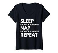 Women's Sleep Nap Project Manage Repeat Project Manager V-Neck T-Shirt
