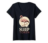 Womens Sleep Token Flamingo Vibes V-Neck T-Shirt