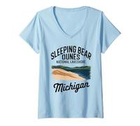 Womens Sleeping Bear Dunes Lakeshore Michigan Scenic V-Neck T-Shirt