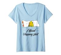 Womens Sleeping Budgie Pyjamas Budgerigar Lover Official Napping V-Neck T-Shirt