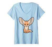 Womens Sleeping Fox Surrounded by Flowers V-Neck T-Shirt