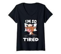 Womens Sleeping Goat I'm So Tired V-Neck T-Shirt