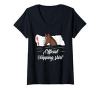 Womens Sleeping Horse Lover Pyjamas Official Napping V-Neck T-Shirt