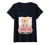 Women's Sleeping Labrador Paws & Take A Nap V-Neck T-Shirt