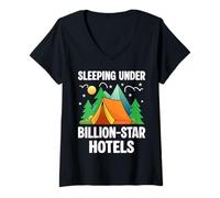 Womens Sleeping Under Billion-Star Hotels Funny Camper Nature Lover V-Neck T-Shirt