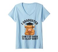 Women's Sleepy Cow Grad I Graduated CAN I GO Back to Sleep Now? V-Neck T-Shirt