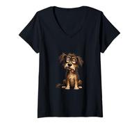 Women's Sleepy Dog with Zero Motivation V-Neck T-Shirt