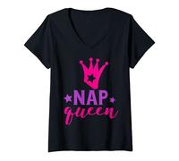Womens Sleepy Pyjama Gift for a Nap Queen V-Neck T-Shirt