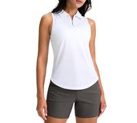 Women's Sleeveless 1/4 Zip Up Polo Golf Shirts Summer Classic Collared Business Work Shirts Curved Tennis Athletic Tank Tops Casual Breathable Quick Dry Gym Sports Wear for Women White