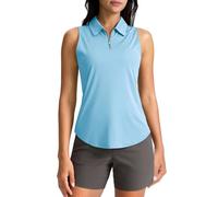 Women's Sleeveless 1/4 Zip Up Polo Golf Shirts Summer Classic Collared Business Work Shirts Curved Tennis Athletic Tank Tops Casual Breathable Quick Dry Gym Sports Wear for Women Light Blue