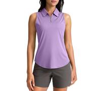 Women's Sleeveless 1/4 Zip Up Polo Golf Shirts Summer Classic Collared Business Work Shirts Curved Tennis Athletic Tank Tops Casual Breathable Quick Dry Gym Sports Wear for Women Purple