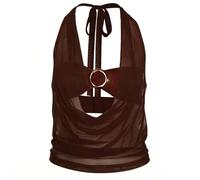 Women's Sleeveless Backless Top Sexy Hollow Perspective Y2K Beach Tank Top Casual Solid Color Lace-Up Camisole Chic and Elegant Slim Fit Versatile Summer Camisole for Club Party Party