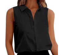 Women's Sleeveless Button Down Shirts Blouses Solid Casual Loose V Neck Tank Tops for Work 2025 New Women Tops
