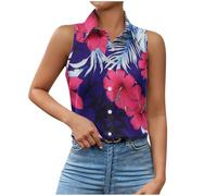 Women's Sleeveless Button Vest Tops Turndown Collar Tank Top Button Down Shirts Summer Tops Graphic T Shirt Ladies Vests Tunic Tops Summer Sleeveless Blouse Regular Fit Casual Vests Top Going Out Tops