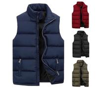 Women's Sleeveless Down Jacket, Warm Coat Large Size, Casual Coats Unisex Zip Up Jacket with Pocket Vest Solid Color Versatile Down Jacket Autumn Outerwear Coat, navy blue, XXL