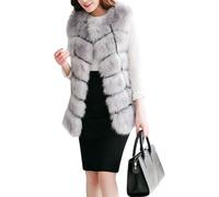 Women's Sleeveless Faux Fur Vest Jacket Winter Waistcoat Oversized Fleece Open Front Cardigan Mid-Length Top Outerwear