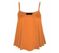 Womens Sleeveless Flared Cami Vest Strappy Neck Tank Top Ladies Summer Wear Tee Beach Top Flared Swing Cami Vest Outdoor Casual Wear Plus Size Top UK 8-28 Orange