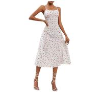 Women's Sleeveless Floral Dress, Boheme Dress with Square Neck Slit Slim Vintage Sexy Chic and Elegant Casual Comfortable Everyday Classics Streetwear for Party Beach Holiday