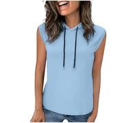 Women's Sleeveless Hooded Tank Top Running Vest with Drawstring Womens Solid Color Loose Pullover Lightweight Gym Vest Loose Fit Hoody Tops for Yoga Running Workout