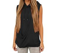 Womens Sleeveless Hoodie Vest Casual Pullover with Dog Graphic Pocket Black XXL