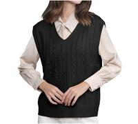 Women's Sleeveless Jumpers Cable Knit Jumper V Neck Sweater Vest Sleeveless Knitted Tank Tops Pullover Chunky Sweater Knitted Vest Ribbed Tank Tops Knit Waistcoat Sweaters Gilets