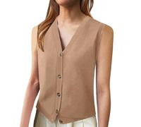 Women's Sleeveless Jumpers Knitted Gilets Plain V-Neck Sweater Vests Knitted Waistcoats Ribbed Crochet Cardigan Sweater Knit Tank Top Elegant Knit Jacket Vest Pullover Knitwear Plus Size UK M-XXL