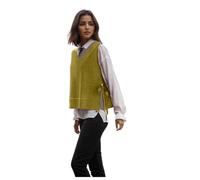 Women's Sleeveless Jumpers Pullover Sweater Vest V-Neck Knitted Waistcoats Crochet Cardigan Gilets Knit Plain Tank Tops Knit Jacket Vest with Side Tie Elegant Sweatshirts Knitwear Layering S-XL