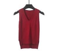 Women'S Sleeveless Jumpers,Women Knitted Sweater Vest Fashion Casual Solid Color Splicing V Neck Autumn Winter Loose Sleeveless Jumper Gilets Sweaters Knit Tank Top Cami Waistcoat Blouse,Burgundy Re