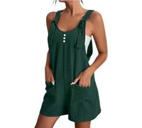 Women's Sleeveless Jumpsuits Dungarees for Women Uk Baggy Lightweight Adjustable Tie Straps Short Overalls Casual Sleeveless Button Wide Leg Rompers Summer Work Utility Holiday Womens Jumpsuits Gn3