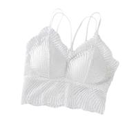 Women's Sleeveless Lace Camisole V-Neck Chic and Elegant Sexy Crop Top Casual Slim Fit Camisole Versatile Perspective Tank Top Summer Straps for Sport, Yoga, Party