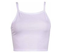 Womens Sleeveless Ladies Stretch Cropped Camisole Strappy Bra Vest Plain T-Shirt Top White 12-14