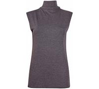 Womens Sleeveless Ladies Stretch Turtle Polo Roll Neckline Vest Plain T-Shirt Jumper Top (16-18, Charcoal)