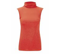 Womens Sleeveless Ladies Stretch Turtle Polo Roll Neckline Vest Plain T-Shirt Jumper Top (16-18, Coral)