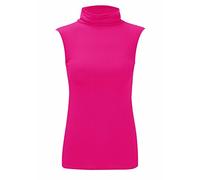 Womens Sleeveless Ladies Stretch Turtle Polo Roll Neckline Vest Plain T-Shirt Jumper Top (20-22, Cerise)