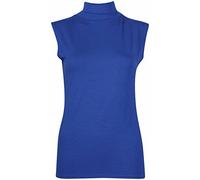 Womens Sleeveless Ladies Stretch Turtle Polo Roll Neckline Vest Plain T-Shirt Jumper Top Royal Blue 8-10