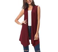 Women's Sleeveless Long Summer Vest Lightweight Elegant Cardigan Sleeveless Open Tunic Vest Casual Summer Coat Light Summer Jackets Plain Cardigan Women's Vests Knitted Coat