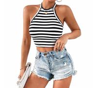 Women's Sleeveless Off the Shoulder T Shirt Leopard Print Camisole Crop Top Casual Base Layer Top