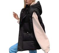 Womens Sleeveless Quilted Gilet Padded Vest Jacket Coat,Long Puffer Jacket Women,Midi Black Puffer Coat,Black Puffy Womens Vest (Black, XL)