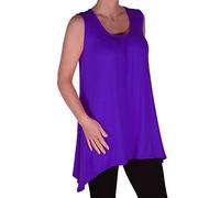 Womens Sleeveless Scoop Neck Plain Hip Length Casual Long Blouse Tunic Top