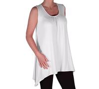 Womens Sleeveless Scoop Neck Plain Hip Length Casual Long Blouse Tunic Top