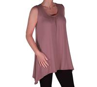 Womens Sleeveless Scoop Neck Plain Hip Length Casual Long Blouse Tunic Top