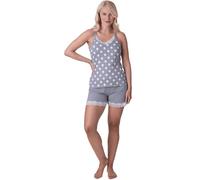 Women's Sleeveless Spot Pyjama Set - Lightweight Cotton, Elasticated Waist with Lace Detailing - Cozy Sleepwear for Comfort and Style