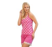 Women's Sleeveless Spot Pyjama Set - Lightweight Cotton, Elasticated Waist with Lace Detailing - Cozy Sleepwear for Comfort and Style