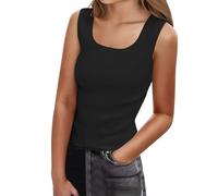 Women's Sleeveless Square Neck Ribbed Tank Tops Fitted Basic Cami Tee Shirts 2025 New